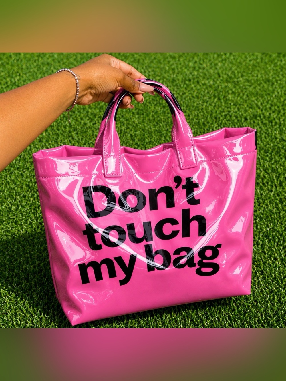 Pink Statement Tote Travel Bag - "Don't Touch My Bag"